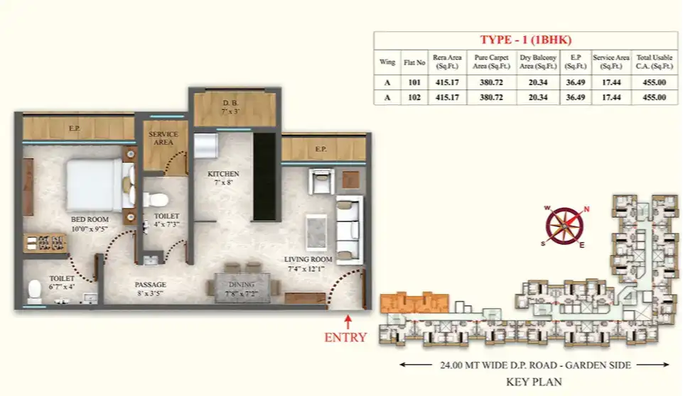 Type 1 (1 BHK)