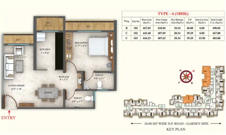 Type 6 (1 BHK)